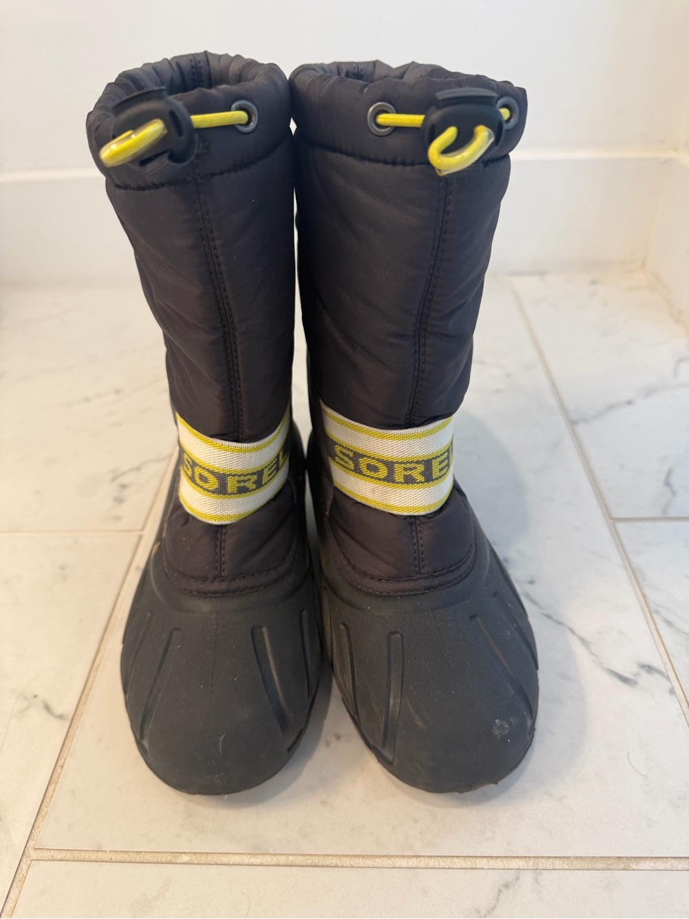 Sorel Kids Black and Yellow Waterproof Insulated Winter Boots